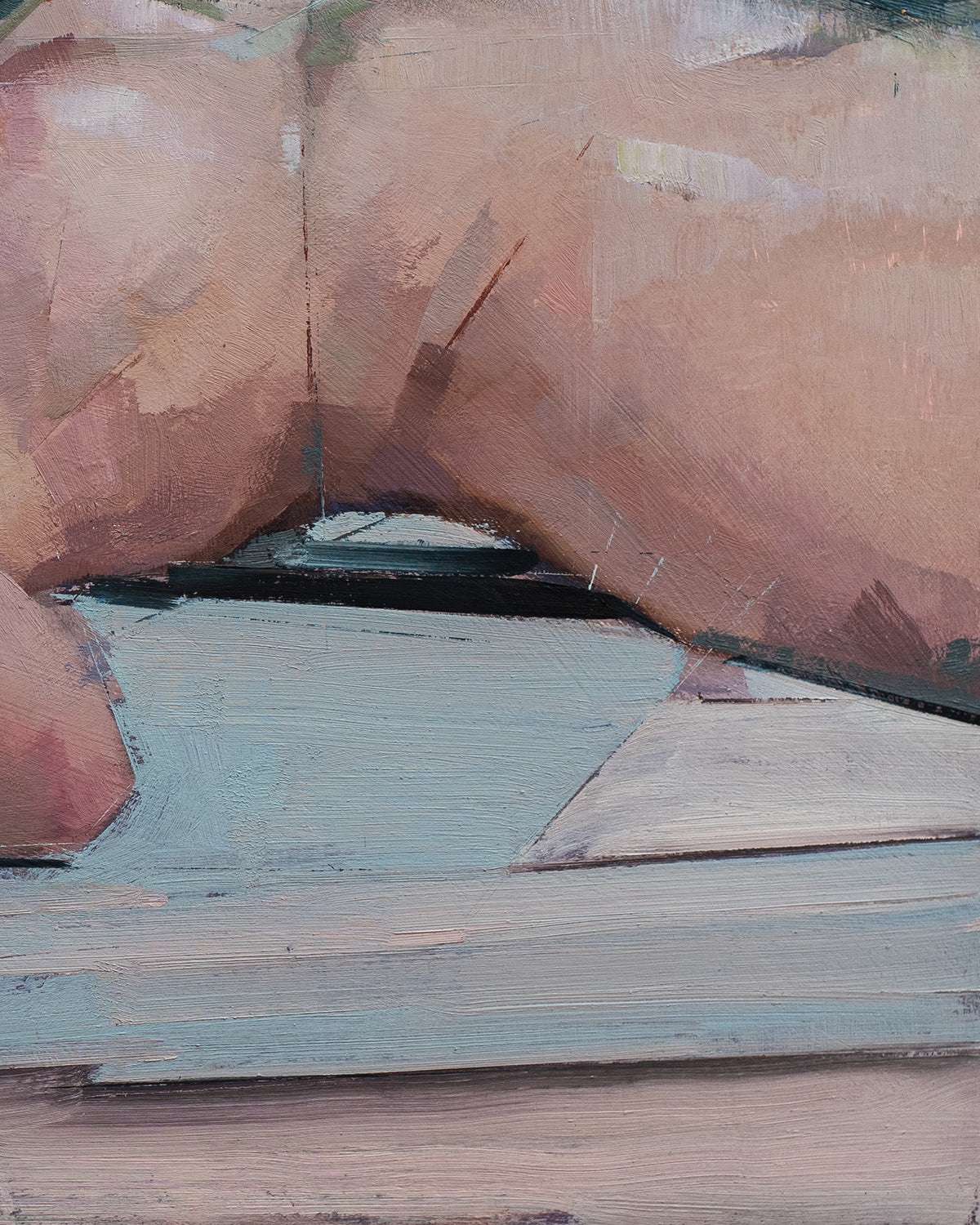Getting Up , oil on panel 18in x 18in x 1in , unframed.