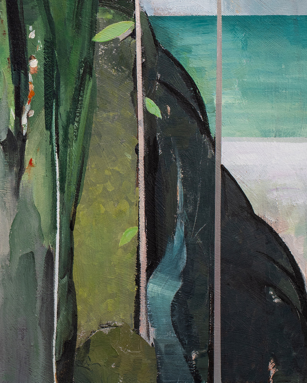 Hill With a Blue Stream , 28in x 28in acrylic on canvas