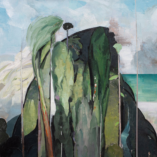 Hill With a Blue Stream , 28in x 28in acrylic on canvas